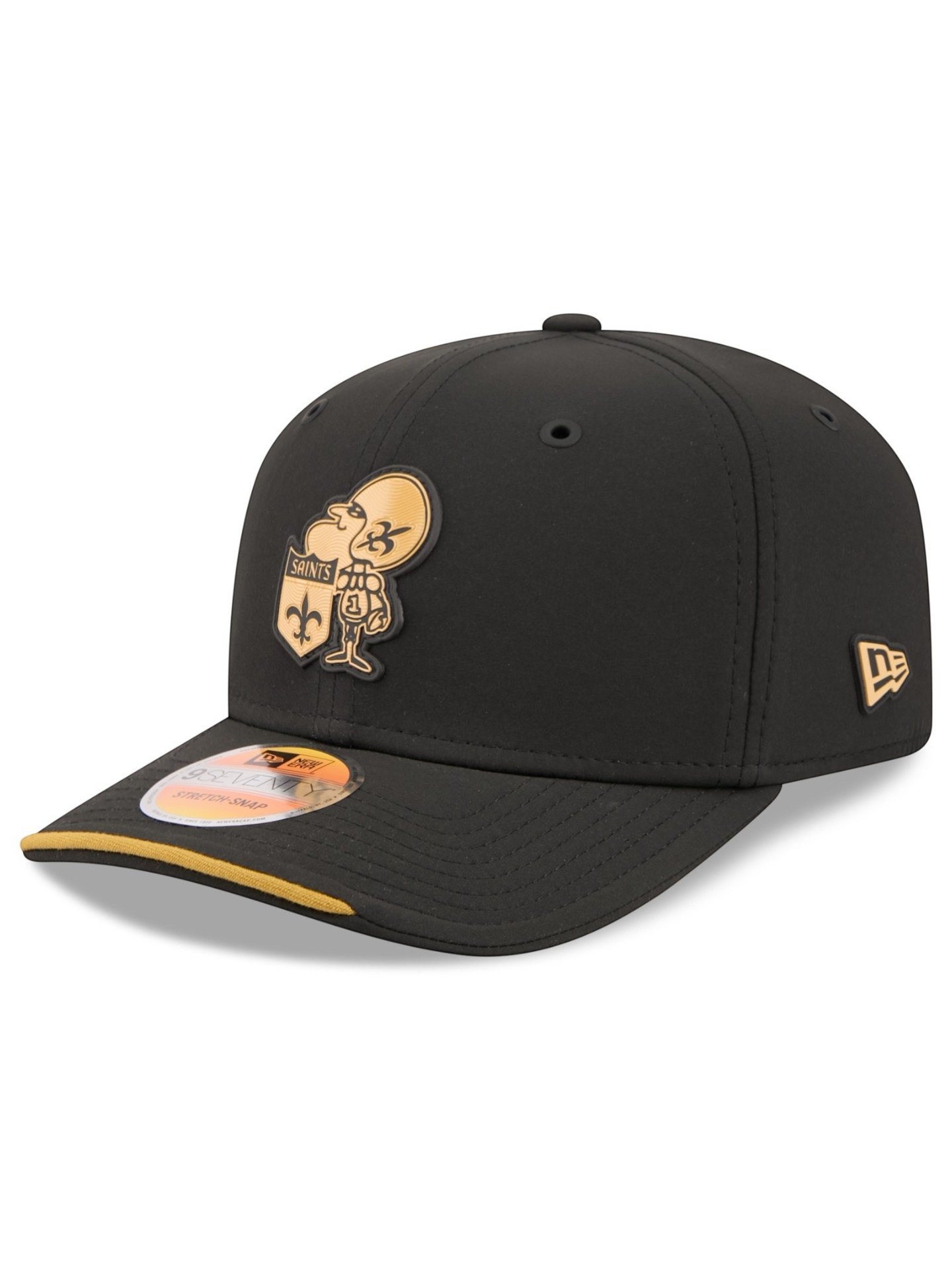 New Orleans Saints Historic 2026 NFL Sideline 9SEVENTY Stretch-Snap Cap Schwarz