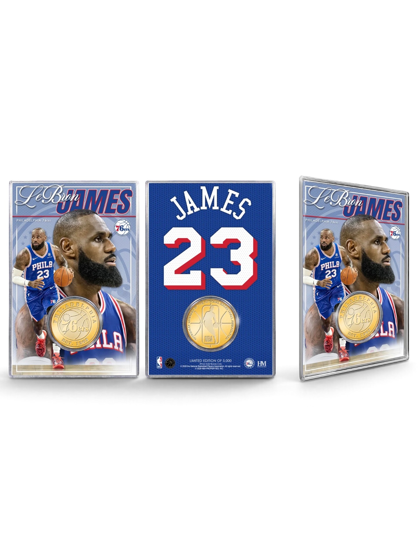 LeBron James Philadelphia 76ers Acrylic Bronze NBA Coin Card