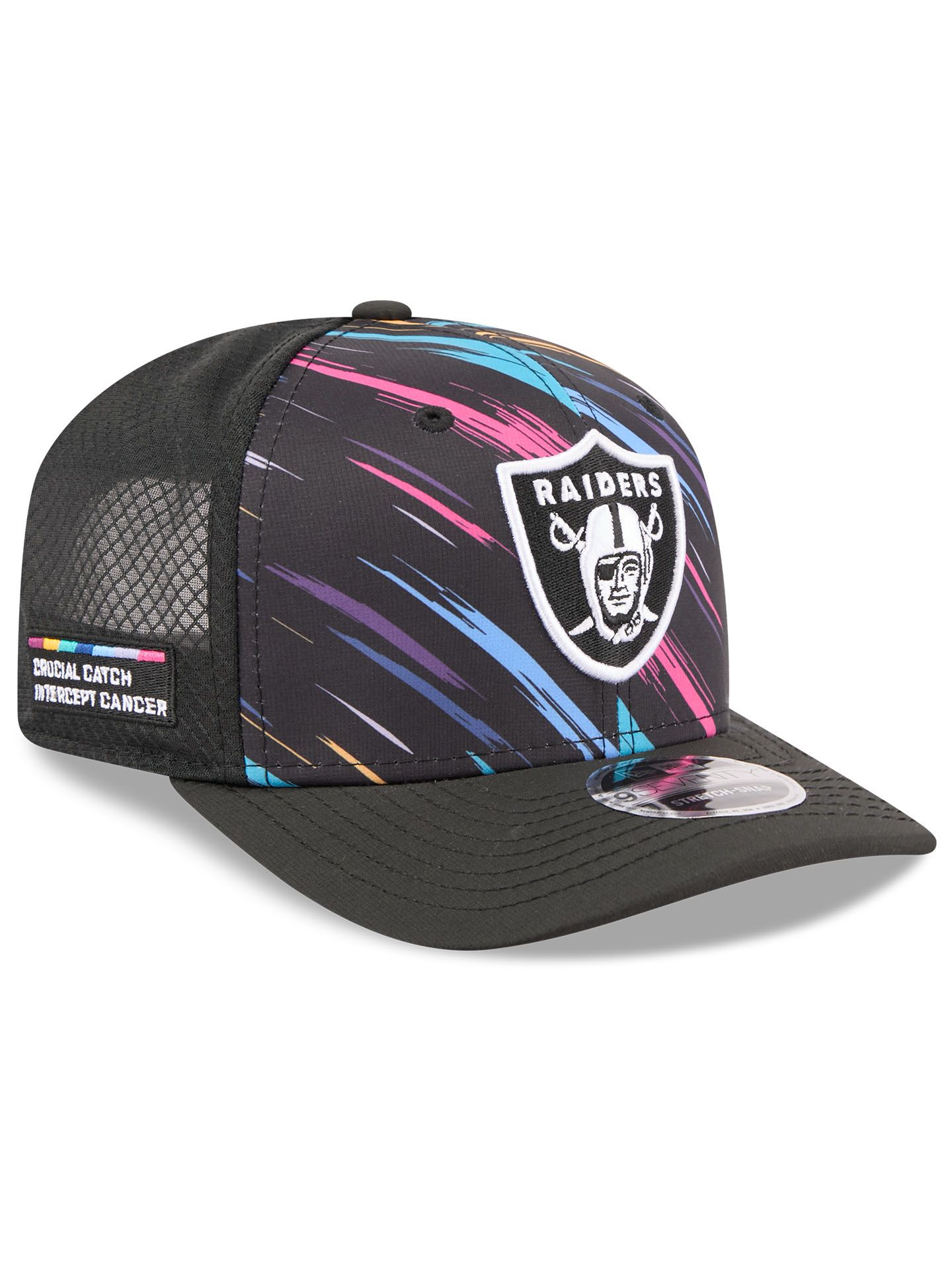 Las Vegas Raiders 2026 NFL Crucial Catch 9SEVENTY Stretch-Snap Trucker Cap