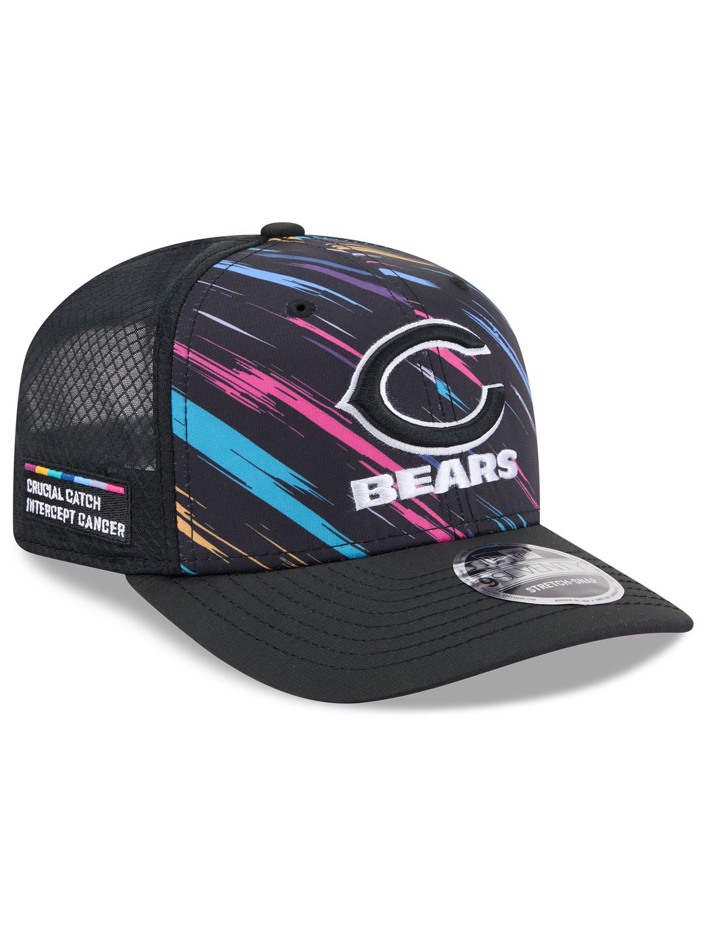 Chicago Bears "C" 2026 NFL Crucial Catch 9SEVENTY Stretch-Snap Trucker Cap
