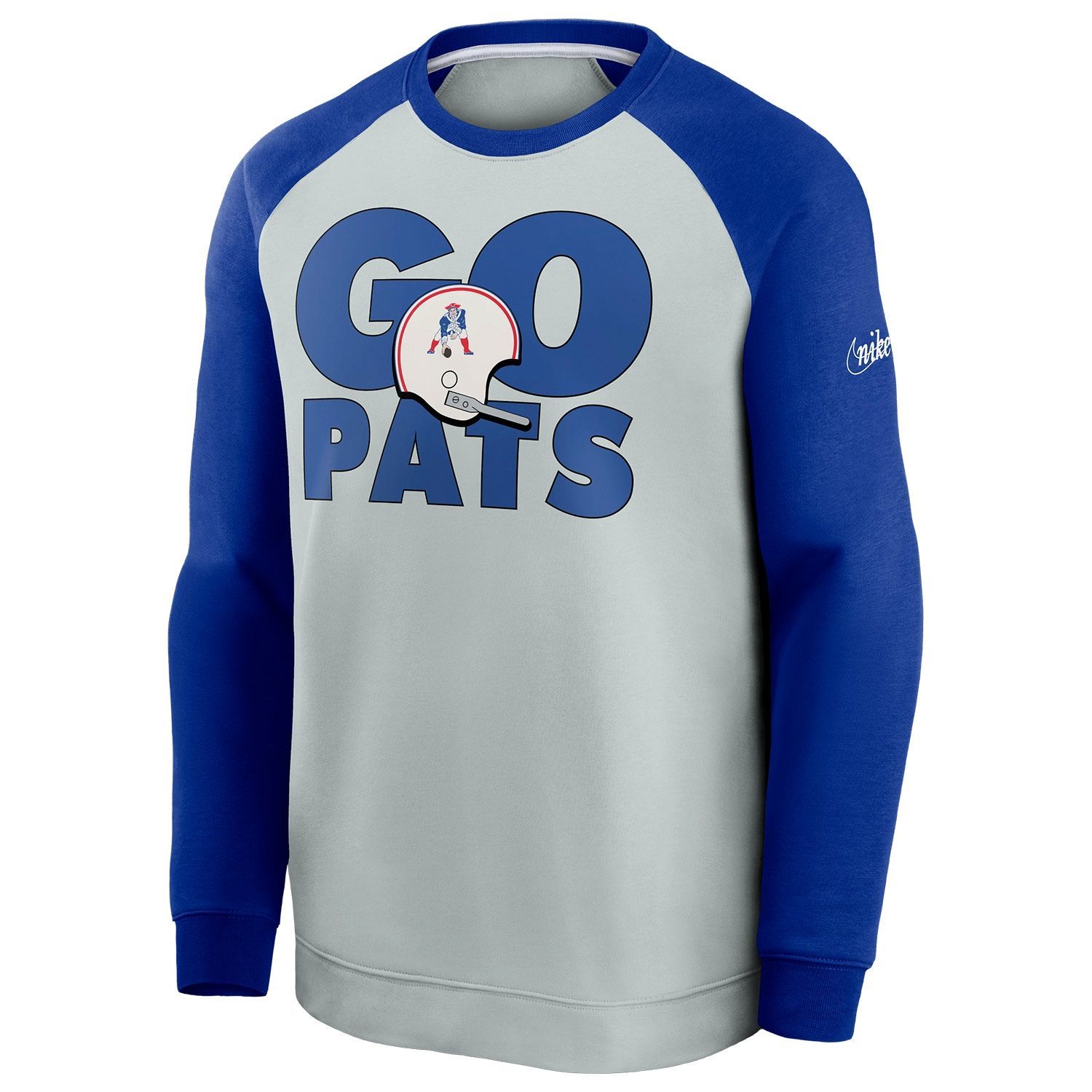 New England Patriots GO PATS Nike Throwback NFL Crewneck Pullover