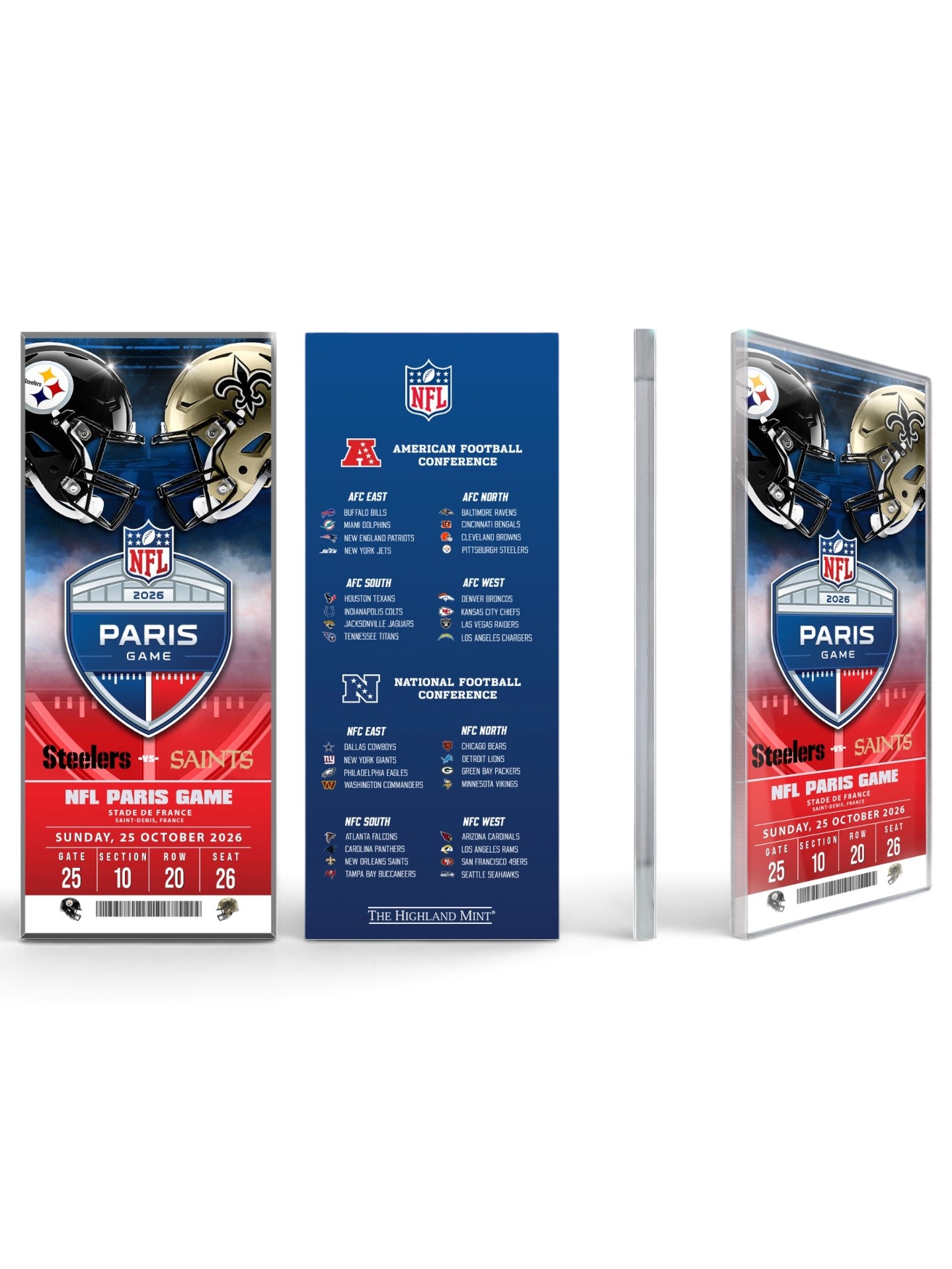 2026 NFL Paris Game Steelers vs Saints Acrylic Ticket