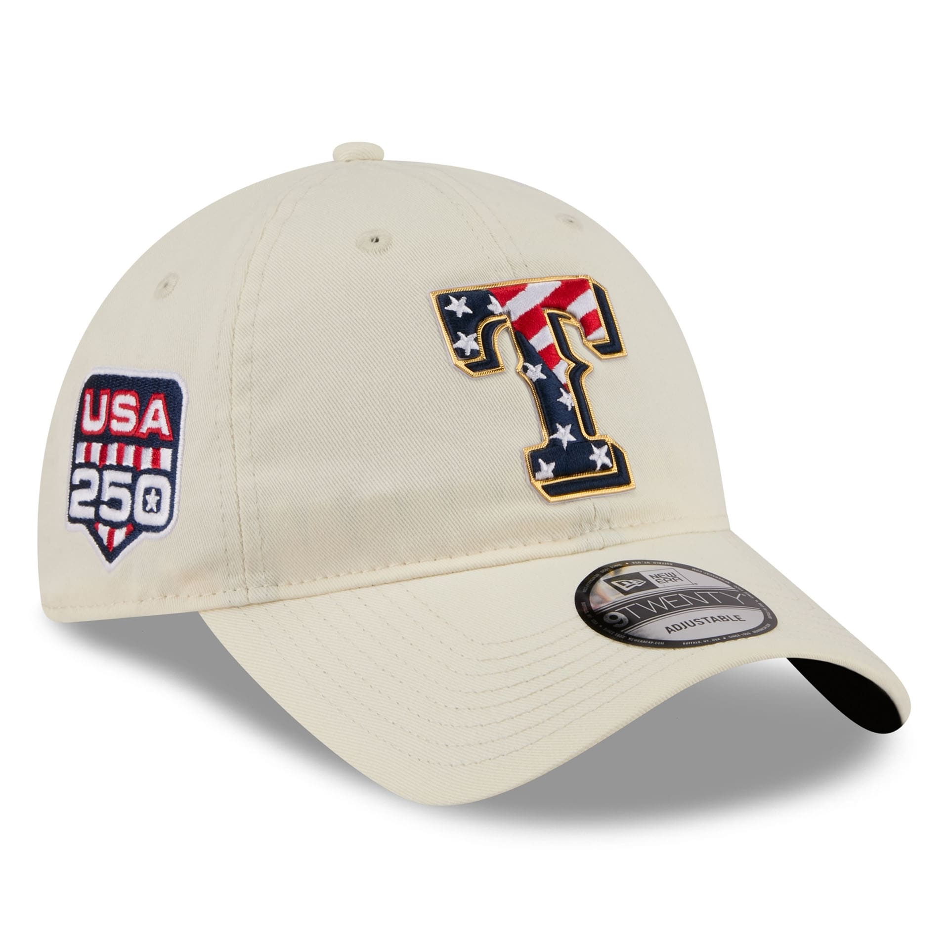 Texas Rangers 4th of July USA 250 9TWENTY Adjustable Cap Cream