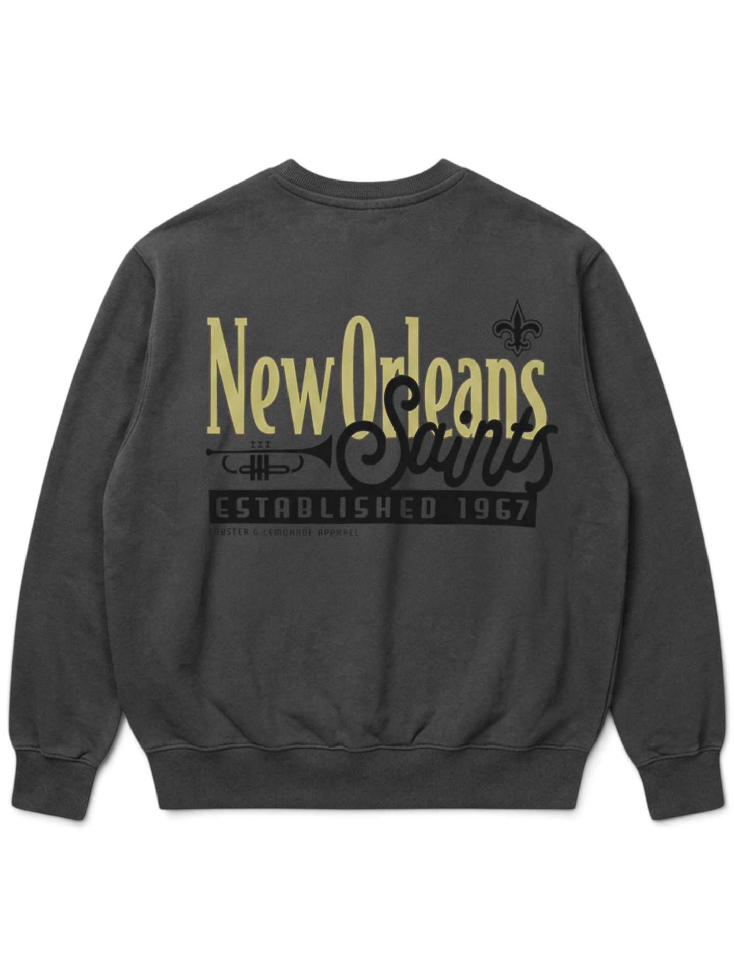 New Orleans Saints L&L '96 Classics NFL Crew Sweater Charcoal