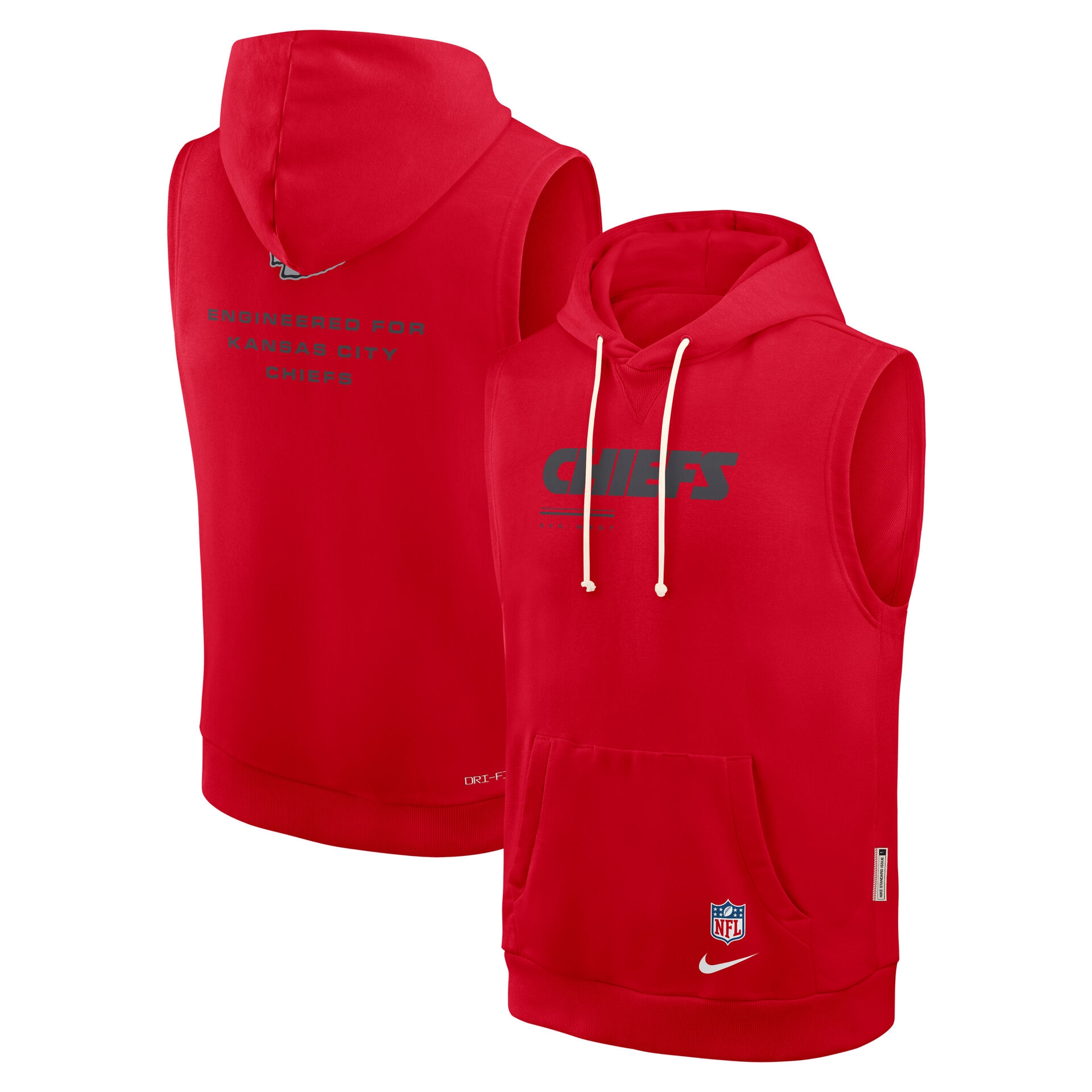 Kansas City Chiefs 2026 NFL Sideline Standard Issue Sleeveless Hoodie Rot