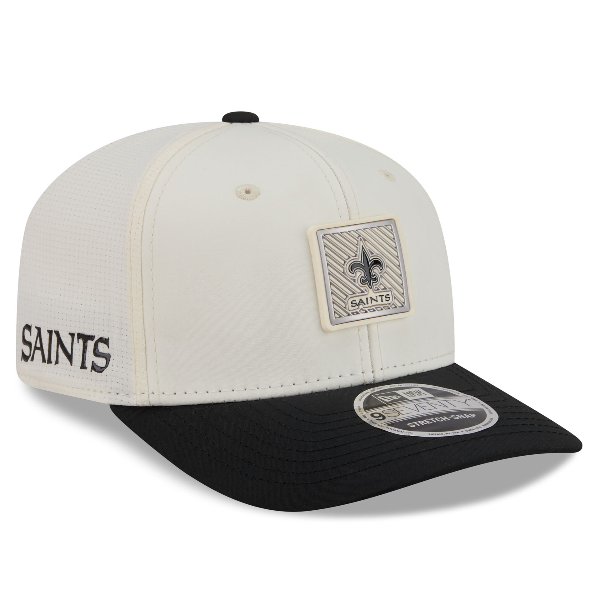 New Orleans Saints 2026 NFL Training Camp 9SEVENTY Stretch-Snap Cap Cream/Black