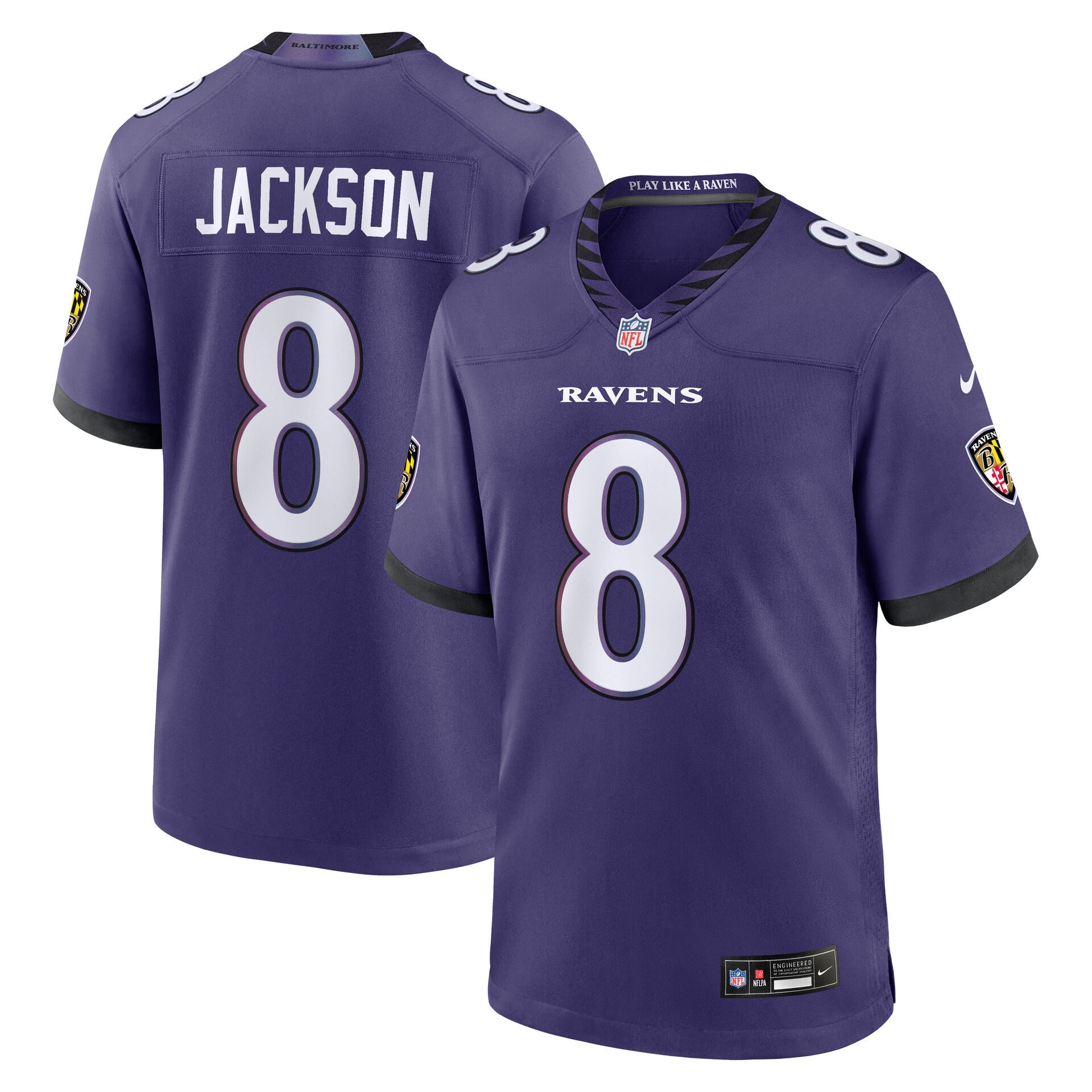 Lamar Jackson #8 Baltimore Ravens Game NFL Trikot Team Lila