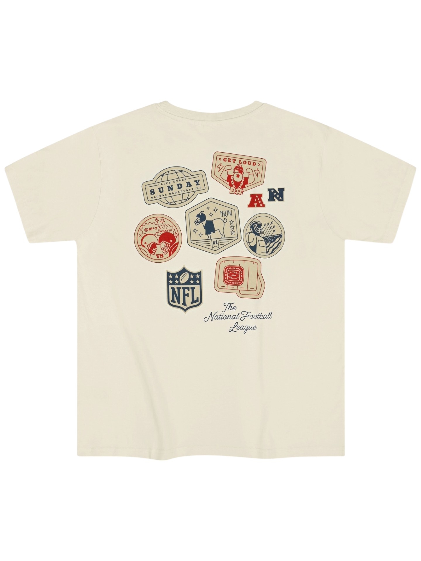 NFL Print L&L Core '89 Band T-Shirt Cream