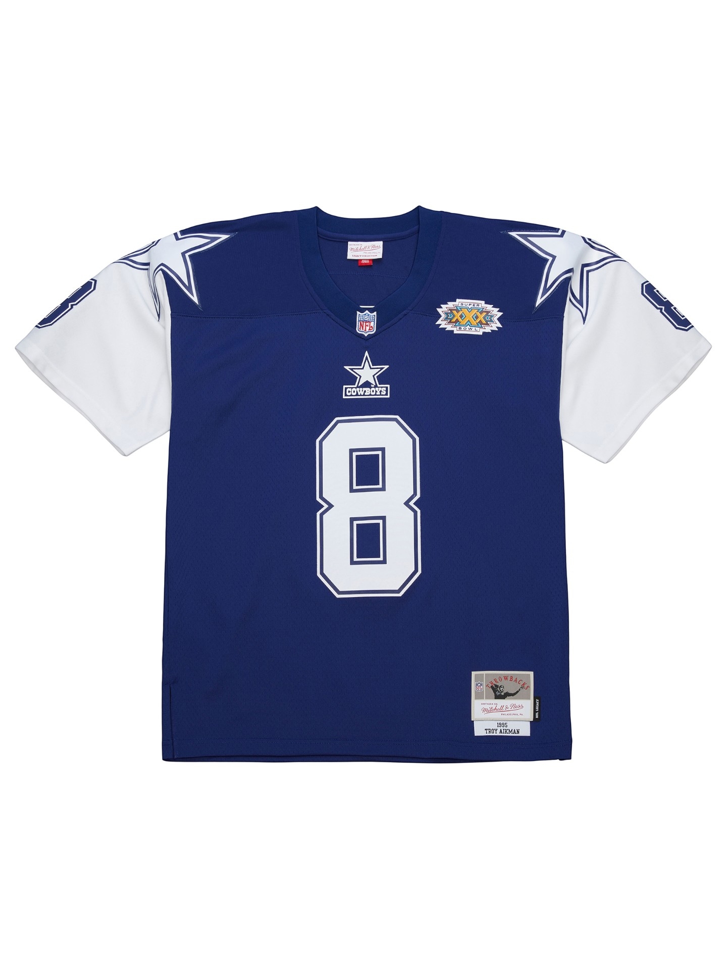 Troy Aikman #8 Dallas Cowboys 1995 Legacy Super Bowl XXX NFL Trikot Navy