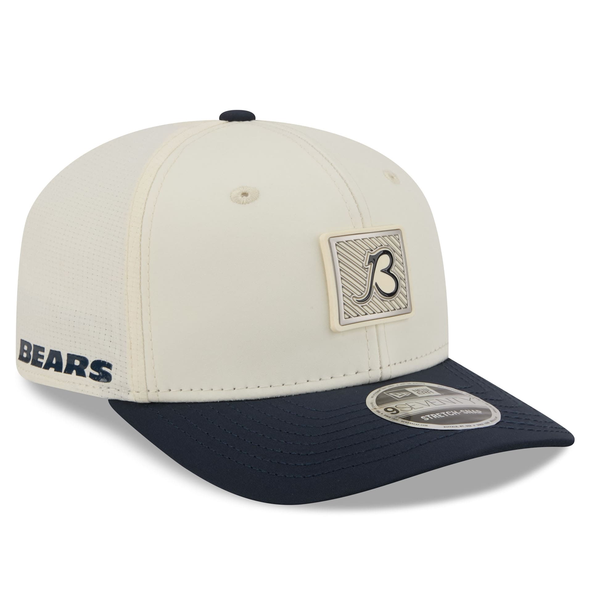 Chicago Bears "B" 2026 NFL Training Camp 9SEVENTY Stretch-Snap Cap Cream/Navy