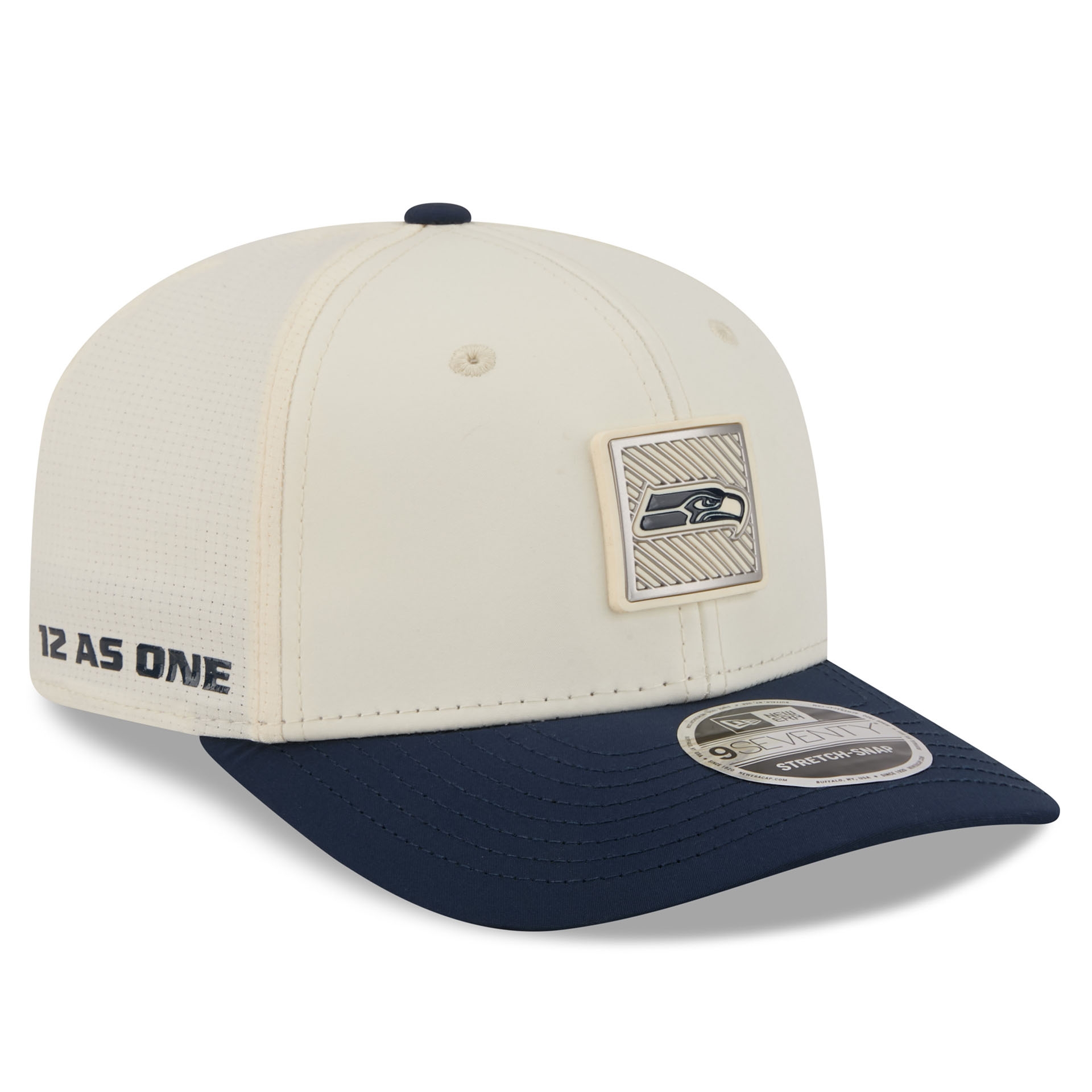 Seattle Seahawks 2026 NFL Training Camp 9SEVENTY Stretch-Snap Cap Cream/Navy