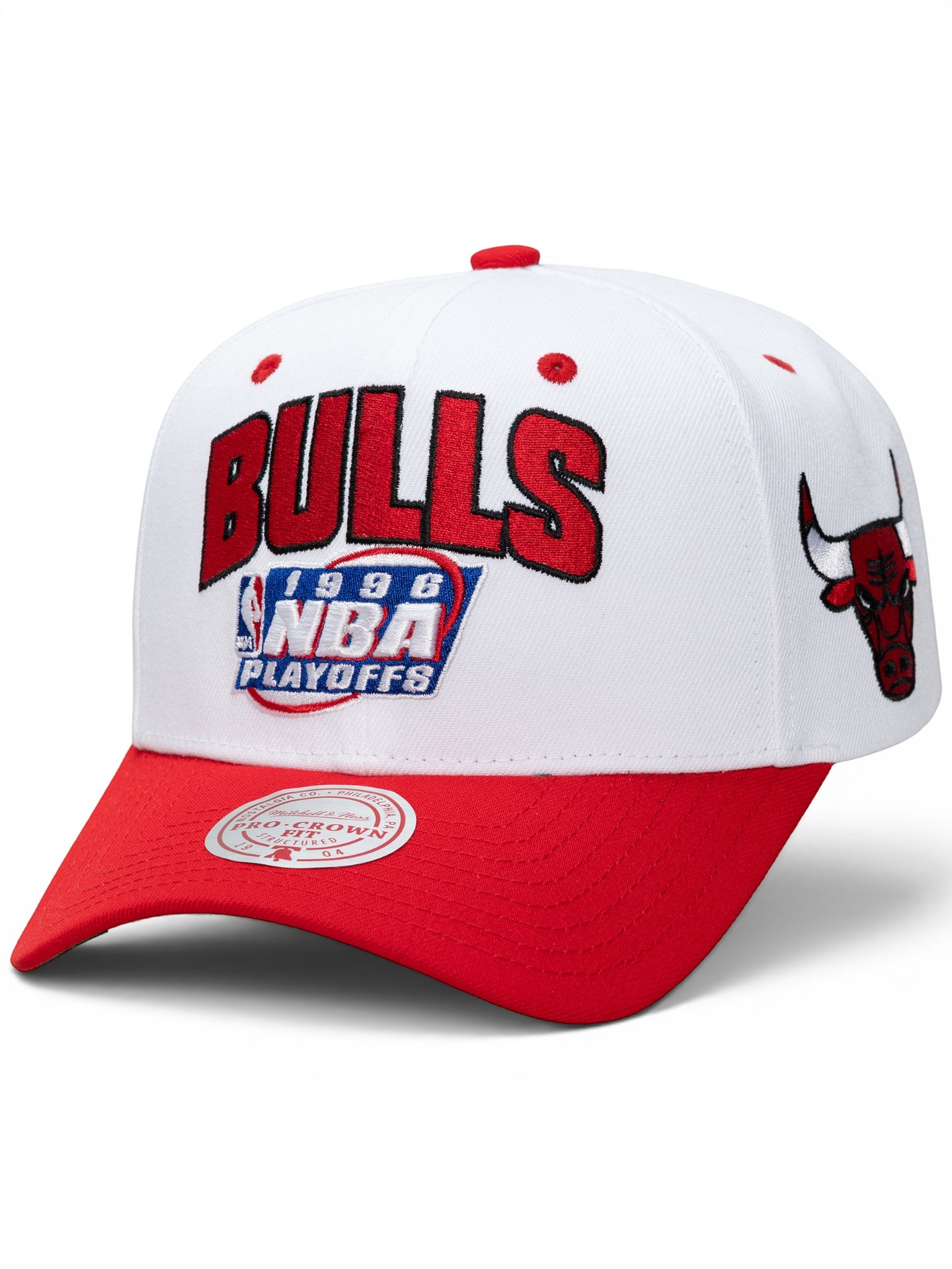 Chicago Bulls 1996 NBA Playoffs Pro Crown Snapback Cap White/Red