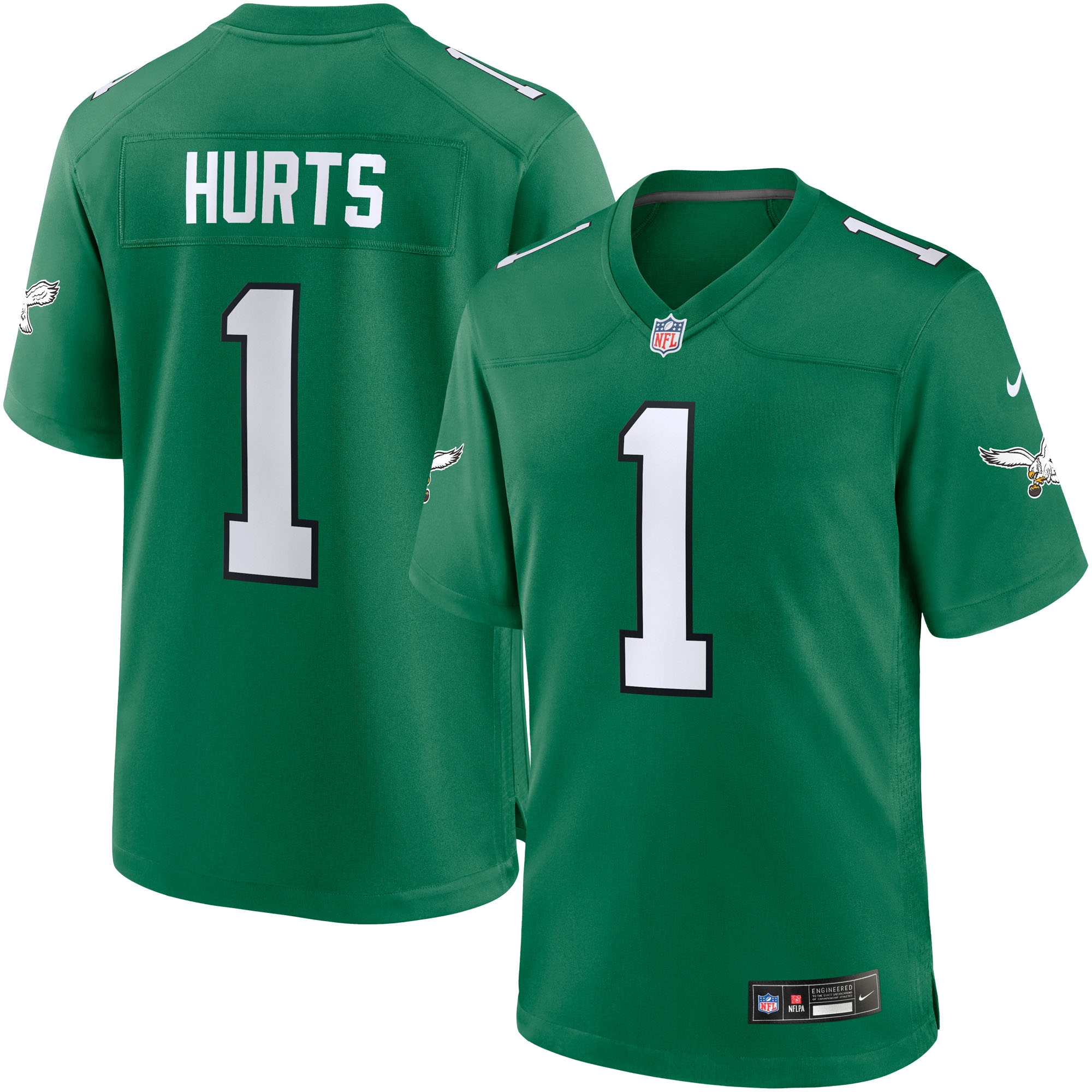 Jalen Hurts #1 Philadelphia Eagles Classic Game NFL Trikot Grün