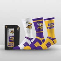 Minnesota Vikings Strideline Premium NFL Crew Socks 3-Pack Box