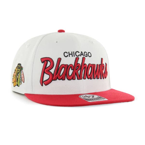 Chicago Blackhawks Crosstown 2-Tone Script '47 Captain Snapback NHL Cap Weiß