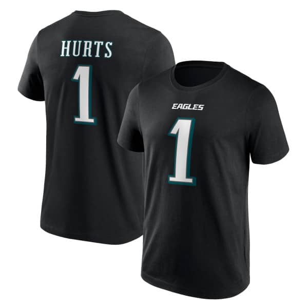 Jalen Hurts #1 Philadelphia Eagles Player NFL T-Shirt Black