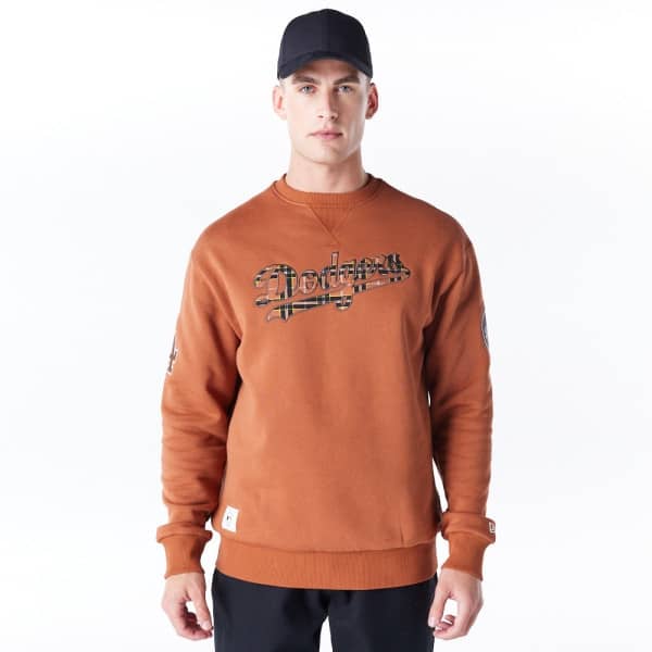 Los Angeles Dodgers Tartan Infill MLB Crewneck Sweater Braun