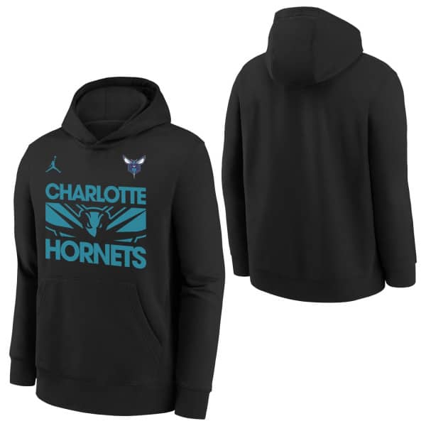 Charlotte Hornets NBA Courtside Jordan Club Hoodie Black (YOUTH)