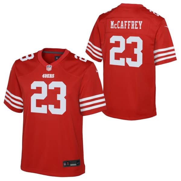 Christian McCaffrey #23 San Francisco 49ers Game Football NFL Jersey Red (YOUTH)