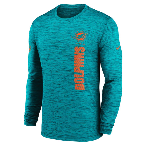 Miami Dolphins 2024 NFL Sideline Nike Velocity Performance Long Sleeve T-Shirt Aqua