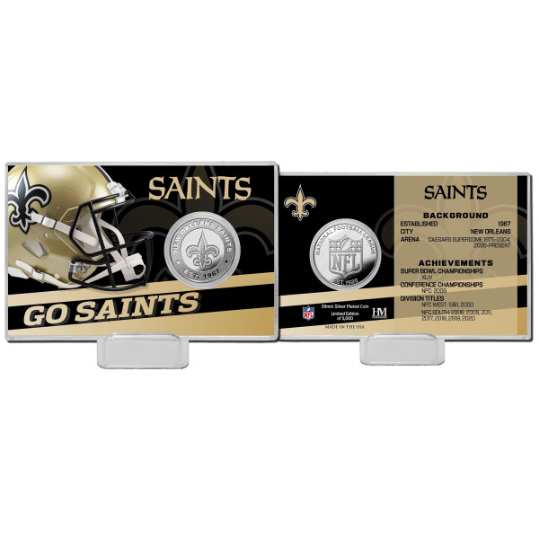 New Orleans Saints Team History Highland Mint Silver Coin Card