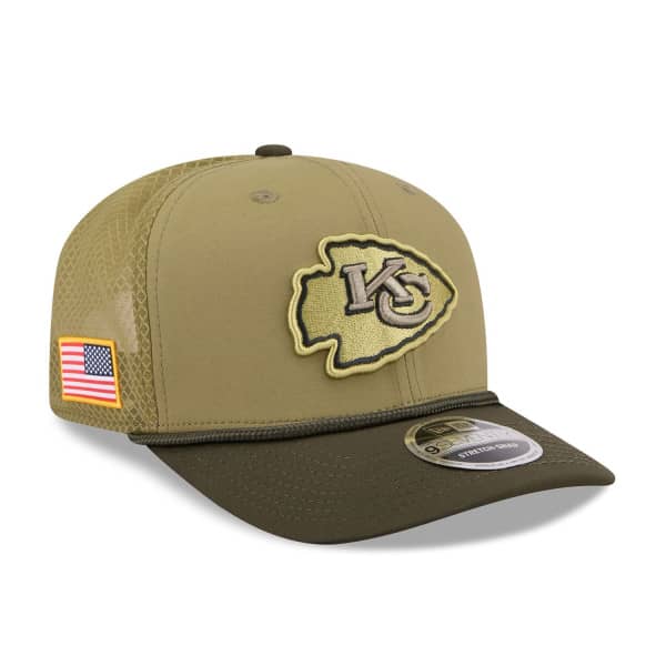 Kansas City Chiefs 2025 NFL Salute to Service New Era 9SEVENTY Trucker Snapback Cap Oliv