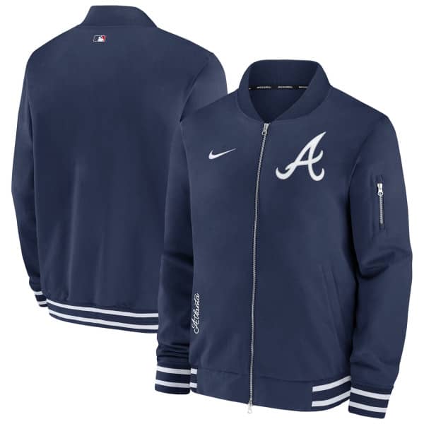 Atlanta Braves 2024 MLB Authentic Collection Nike Bomber Jacke Navy