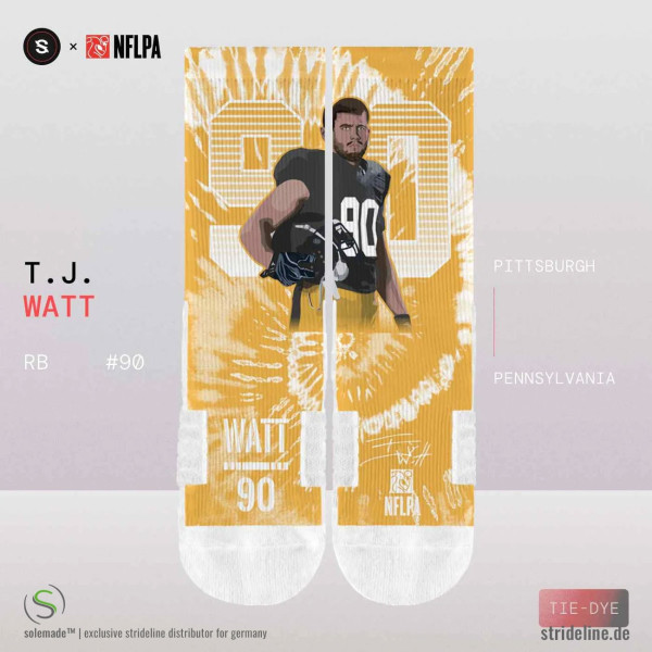 T.J. Watt #90 Pittsburgh Steelers Strideline Premium NFLPA Crew Socks