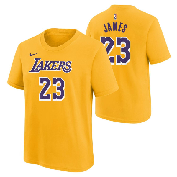 LeBron James #23 Los Angeles Lakers Nike Player NBA T-Shirt Yellow (YOUTH)
