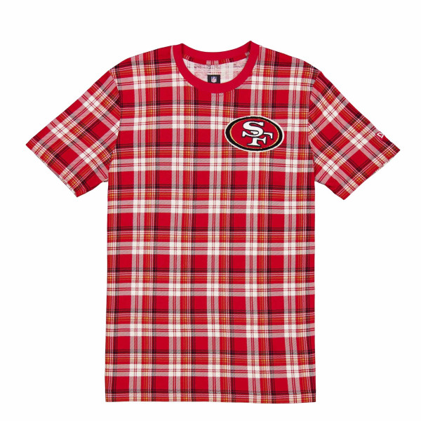 San Francisco 49ers Plaid 2024 New Era 3rd Down NFL T-Shirt Red