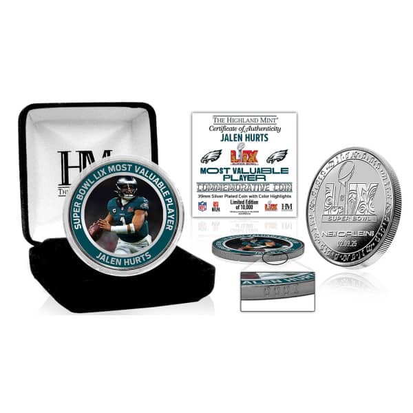 Jalen Hurts Super Bowl LIX MVP Silver Commemorative Coin