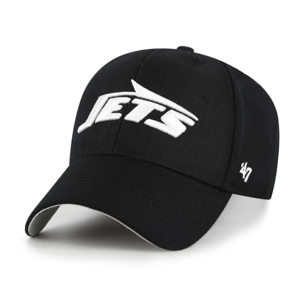 New York Jets Black & White '47 MVP Adjustable NFL Cap Black