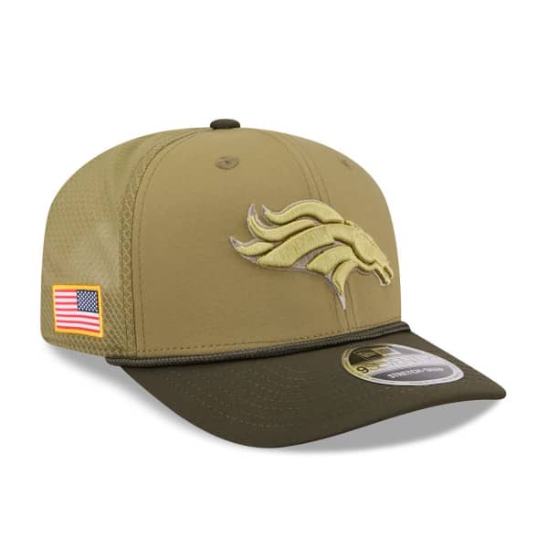 Denver Broncos 2025 NFL Salute to Service New Era 9SEVENTY Trucker Snapback Cap Olive
