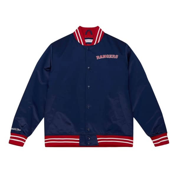 New York Rangers Heavyweight Satin Mitchell & Ness NHL Jacket Navy