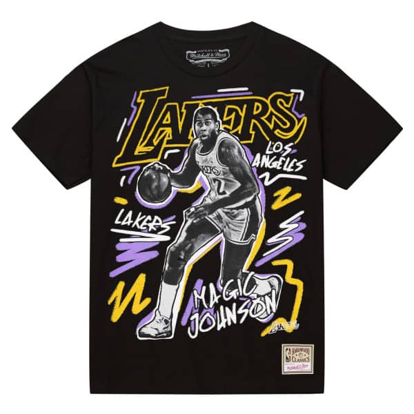 Magic Johnson Los Angeles Lakers Chalked Up NBA T-Shirt Black