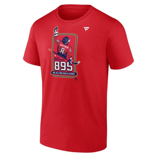 Alex Ovechkin Official 895 Goals Record NHL T-Shirt Rot