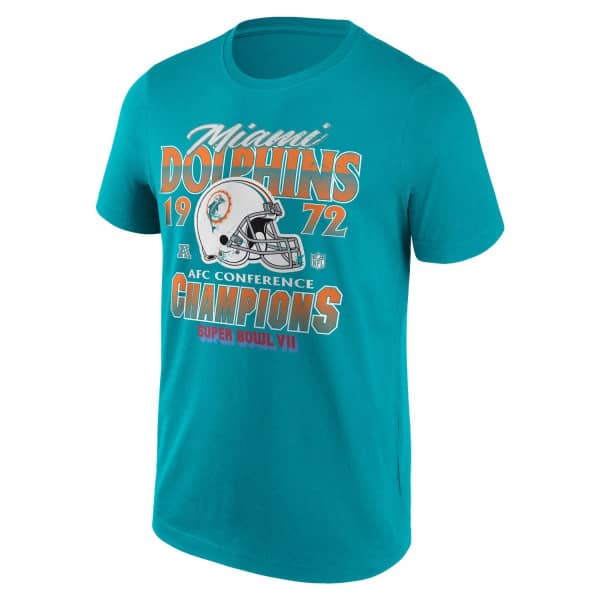 Miami Dolphins 1972 AFC Champions NFL T-Shirt Aqua