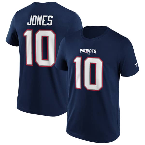 Mac Jones #10 New England Patriots Iconic Player NFL T-Shirt Navy