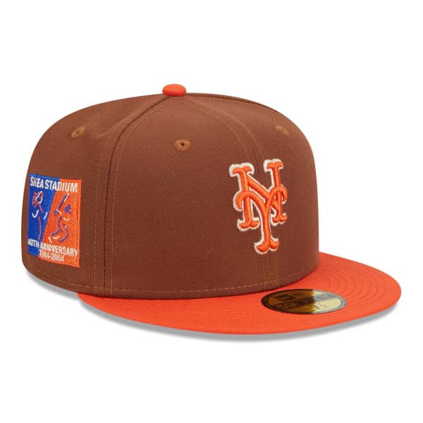 New York Mets Harvest New Era 59FIFTY Fitted MLB Cap Brown