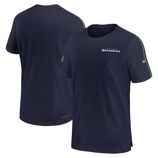 Seattle Seahawks 2024 NFL Sideline Nike Dri-FIT Coach UV Top Navy