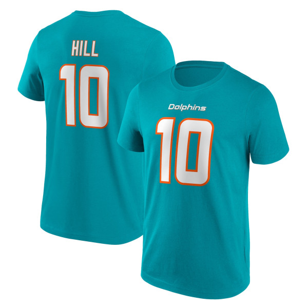 Tyreek Hill #10 Miami Dolphins Player NFL T-Shirt Aqua