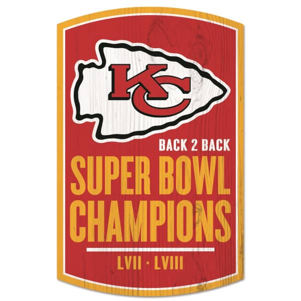 Kansas City Chiefs Super Bowl LVIII Champions NFL Holzschild