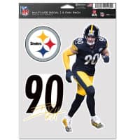 T.J. Watt #90 Pittsburgh Steelers Player NFL Decals Set (3 Pcs.)