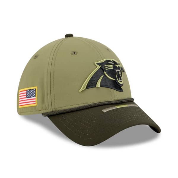 Carolina Panthers 2025 NFL Salute to Service New Era 39THIRTY Flex Cap Oliv