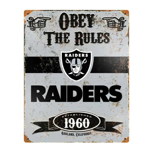 Las Vegas Raiders Obey The Rules Embossed NFL Metallschild