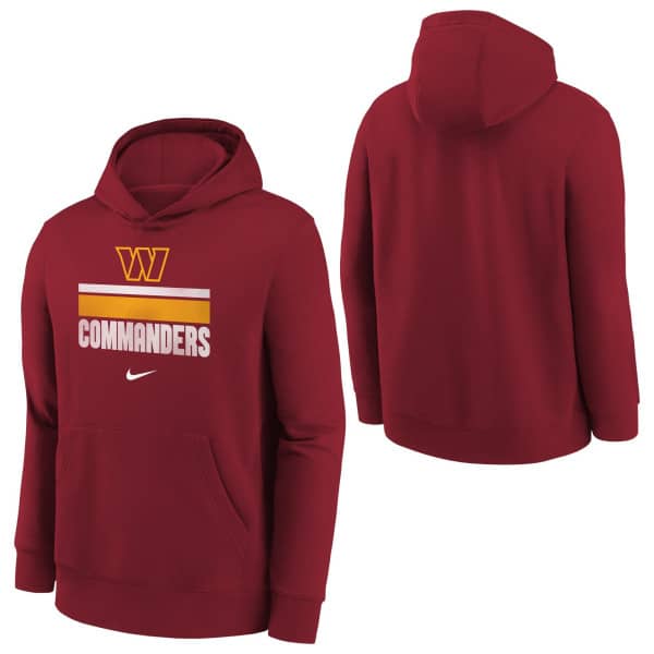 Washington Commanders NFL Team Stripes Nike Club Hoodie (YOUTH)