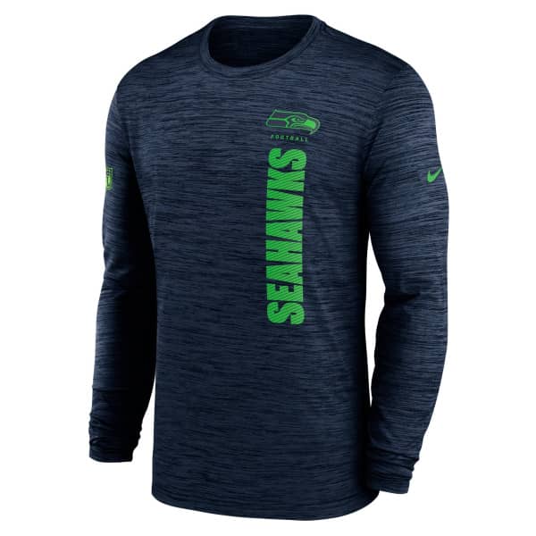 Seattle Seahawks 2024 NFL Sideline Nike Velocity Performance Long Sleeve T-Shirt Navy