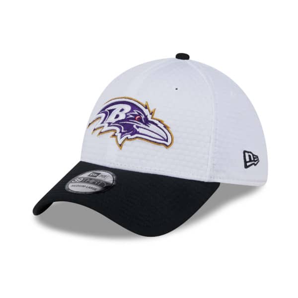 Baltimore Ravens 2024 NFL Training Camp New Era 39THIRTY Flex Cap White