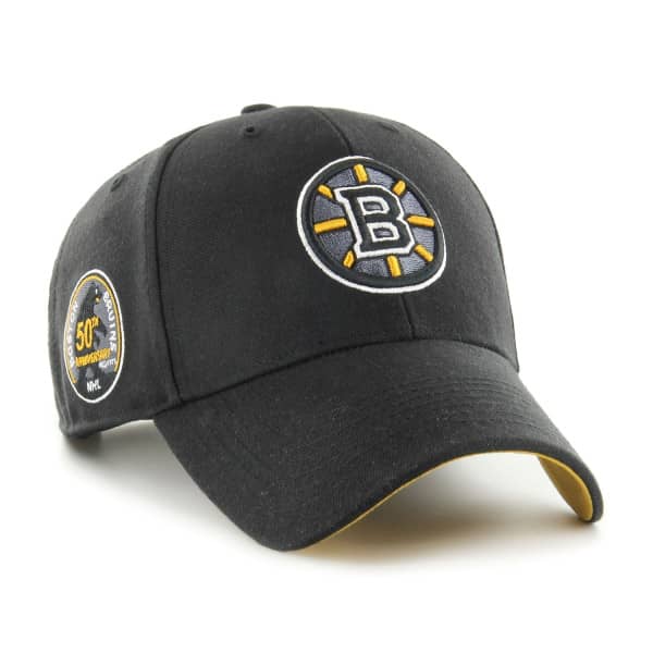 Boston Bruins 50th Anniversary Sure Shot Vintage MVP Snapback NHL Cap Alternate Black