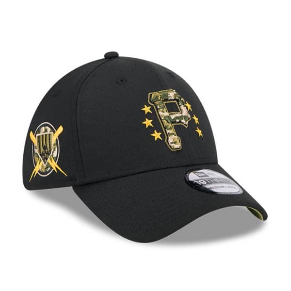 Pittsburgh Pirates 2024 MLB Armed Forces New Era 39THIRTY Flex Cap Black